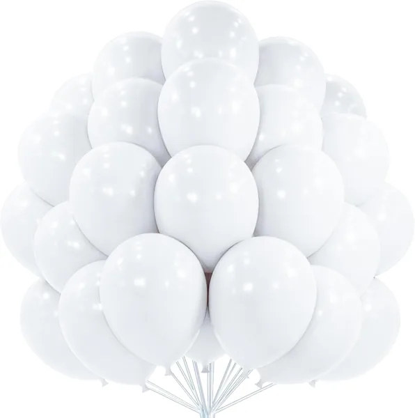 PartyWoo White Balloons 50 pcs 12 Inch Latex Helium White Cream Balloons for Wedding Baby Shower Birthday Bridal Shower Graduation Engagement Princess Anniversary Party Decorations