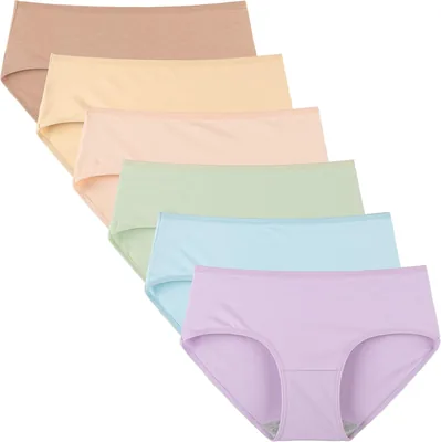 InnerSy Mujeres Algodón Elástico Culotte Cintura Media Paquete de 6 - Mejor Trato