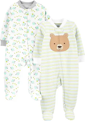 Macacão de Dormir para Bebês Pacote com 2 Pares Neutros de Algodão com Pés - Simple Joys by Carter's