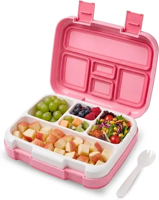 Redlemon Lonchera Bento para Niños 5 Compartimentos Hermética Antiderrames | Charola Desmontable, Apta para Microondas