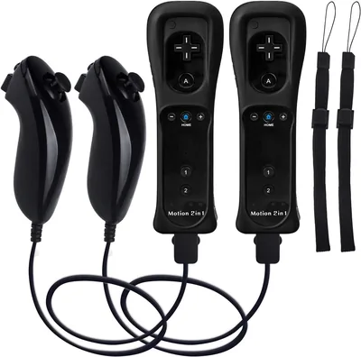 TechKen 2x Wii Remote Controller with Motion Sensor & Nunchuck