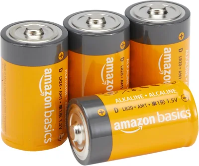 بطاريات Amazon Basics 4-حزم من نوع D، 1.5 فولت، عمر تخزين 5 سنوات، قوة طويلة الأمد، لـ الساعات - أفضل سعر