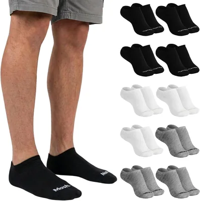 Kit com 10 Pares de Meias Soquete Invisível Cano Curto de Algodão Respirável