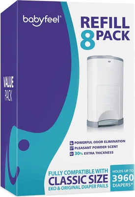 Babyfeel Refills Compatible with DEKOR CLASSIC Diaper Pails | 8 Pack | Extra Thick | 7% Off