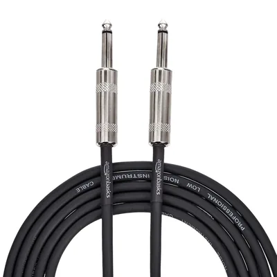 Cable Recto Amazon Basics para Instrumentos Auxiliar 6.35 mm, 3 m, Negro