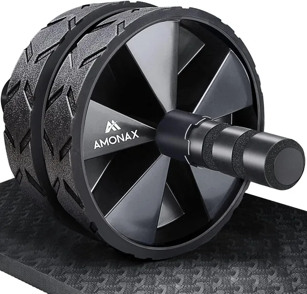 Amonax Rodillo de rueda para abdominales con alfombrilla grande