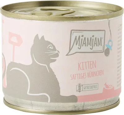 MjAMjAM Kitten Premium Nassfutter, Geflügelfleisch mit Salmonenöl, getreidefrei und hoch in Fleischgehalt, Packung mit 6 (6 x 200 g)