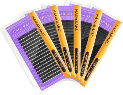 NAGARAKU 5 Boxen Individuele Wimpers Extensie Klassiek 1:1 Volume Russische Wimpers Met Lange Taperende Tips Zacht Natuurlijk Kleefmiddel - Best Deal