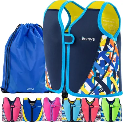 Limmys Kids Swim Vest - Sistema de Flotación Ajustable de 8 Paneles, Certificado CE, Diseño Ganador de Premios, Neopreno Suave, Pesado