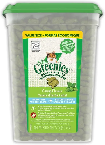GREENIES Feline Cat Treats Natural Dental Care, Catnip Flavour, 9.75oz.