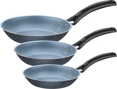 Sartén Tramontina Turim Antiadherente Starflon Max 3 Piezas, Azul (18-20-24 cm, Aluminio, Libre de PFOA, Compatible Gas/Eléctrica/Inducción)