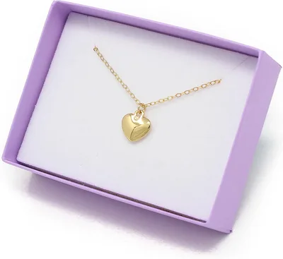 Collar de Corazón Liso en Chapa de Oro de 22K para Dama
