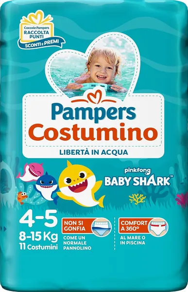 Pampers Baby Shark Costume Size 4 (8-15 kg) Double Side Barrier Anti-Spill Easy Removal