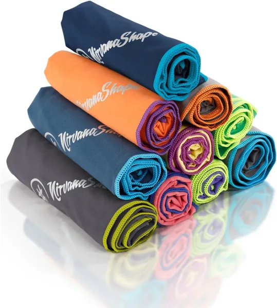 NirvanaShape Travel Towel for Backpack or Bag Microfiber Compact Lightweight Quick Dry for Travel, Outdoor, Beach, Camping, Blue/Blue Edge., 180 x 90 cm