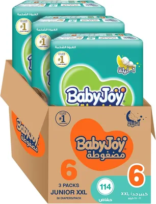 Babyjoy Compressed Diamond Pad Diaper, Mega Pack Junior XXL Size 6, Count 114, 24% Off