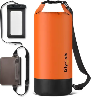 Bolsa Seca Glymnis Resistente al Agua de 5L/10L/20L con Bolsa para la Cintura para Kayakismo, Piragüismo, Playa, Esquí, Escalada y Acampada