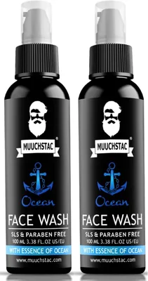 मुच्छता समुद्र चेहरा वॉश मनुष्यों के लिए (2x 100ml) - एंटी-एक्ने/पिम्पल, ऑयल कंट्रोल और त्वचा उज्ज्वल करने वाला क्लींजर - नियासिनामाइड के साथ