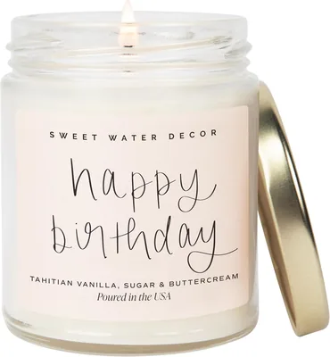 Sweet Water Decor Happy Birthday Soy Candle - Vanilla Sugar & Buttercream Best Deal