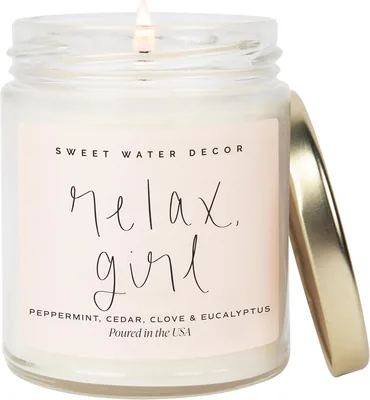 Sweet Water Decor Relax Girl Candle - Peppermint Scented Soy Wax