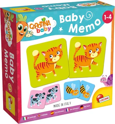 Lisciani - Baby Memo - Animales - Juego de Sociedad Educativo - Memoria y Reflejo - 24 Cartas - Para Niños de 1 a 4 Años