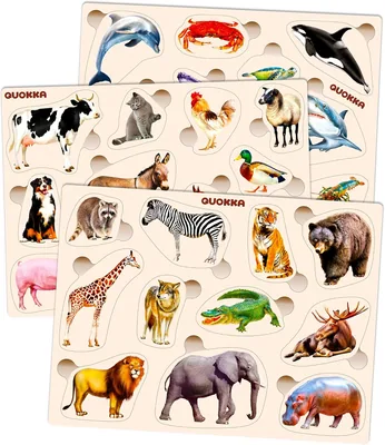 Montessori Wooden Puzzles - 3 Set Animals Learning Gifts Best Deal