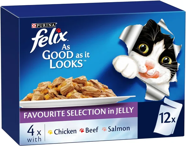 Felix As Good As It Look Doubly Delicious Wet Cat Food Favourite Selections 85g (Pack of 12)