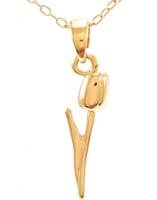 Collar Flor de Tulipan - Chapa de Oro Calidad Premium - Set Tulipan Collar y Aretes