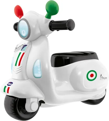 Chicco Vespa per Bambini Primavera Bianca, Moto Giocattolo con Pannello Elettronico, Luci e Suoni, Supporto Rimovibile W