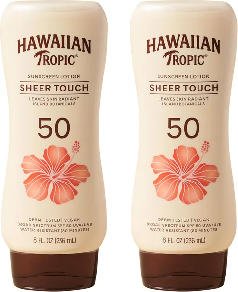 Hawaiian Tropic SPF 50 Sunscreen, Sheer Touch 8oz Pack of 2 - 10% Off