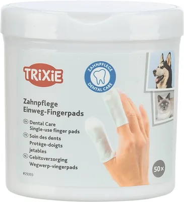 Trixie Werfbare Vingerdoppen voor Tandverzorging Bij Honden, Katten en Kleine Dieren - Menthe - Alternatief voor Tandborstel - Pak van 100