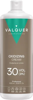 VALQUER Agua Oxigenada Estabilizada en Crema 30 Volúmenes 9% | 1 L | Oxidante para Coloración y Descoloración de Cabello Permanente | Vegano