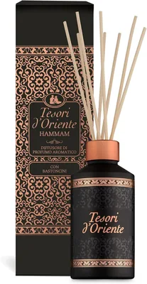 Diffusore Hammam Tesori d'Oriente con Bastoncini e Oli Essenziali di Gelsomino e Fiore di Arancio