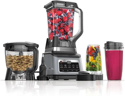 Licuadora Ninja Sistema de Cocina 1400W | Jarra 72 oz + Procesador 8 Tazas + 2 Vasos 24 oz | 5 Programas Auto-iQ | Masa, Pica - 37% Off