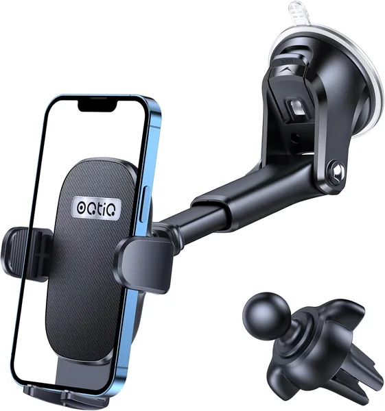Support téléphonique OQTIQ 3-en-1 pour voiture, support GSM avec aspiration pour tableau de bord, aération et pare-brise, compatible universel