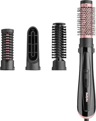 BaByliss 1000W Haarföhn Borstel - Perfecte Afwerking, 3 Toebehoren voor Glans, Volume & Vormgeving, 2 Temperatuurinstellingen + Koelnevel