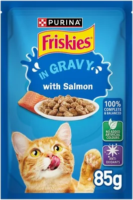 Purina فريسكييز قطعة السلمون في صلصة مرق، 85 جم - أفضل سعر