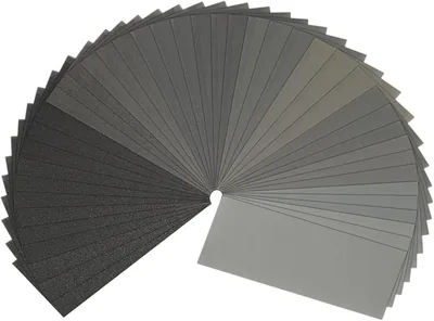 Stebruam Professionelle Schleifpapier-Set mit 42 Stück, Feines Schleifpapier für Nass- und Trockenbearbeitung, von 120 bis 3000 Schärfe, für Auto, Holzmeubel