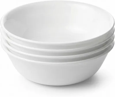 Corelle White Meal Bowls 4 Pack, 46 Oz - Made in USA, Easy to Clean