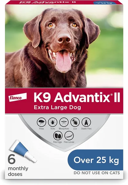 K9 Advantix II Flea and Tick Treatment for Extra Large Dogs weighing over 25 kg (over 55 lbs.)-6 doses