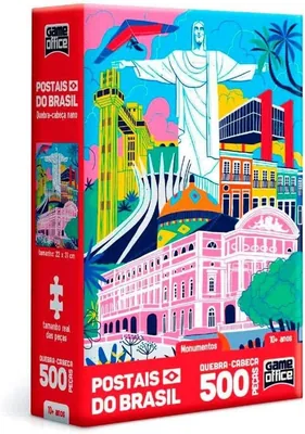 Quebra-cabeça: Postais do Brasil: Monumentos - 500 peças nano - Toyster