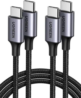 UGEN Cable USB C a USB C 2 Unidades, 60W PD Carga Rápida 20V 3A, Nylon Trenzado, 2M Cargador USB Tipo C a Tipo C Compatible - 36% Off