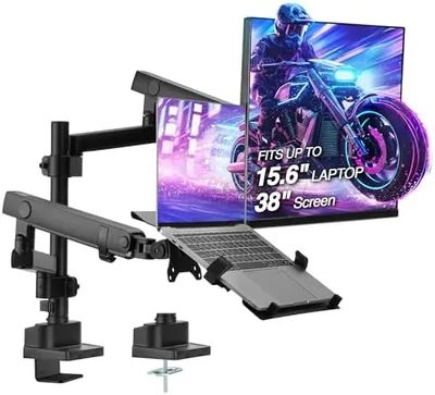 AVLT Laptop & 38 Inch Monitor Arm Pole Top Mount Ultrawide Screen Fit Black Best Deal
