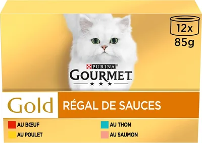 Sauces Gourmet Gold pour Chats | Aliment Wet | Pack de 8 x (12 x 85g) - 16% de réduction