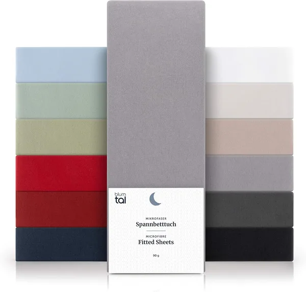 Blumtal® Prześcieradło z gumką 160x200 cm - Mikrofibra Oeko-Tex Szare - Najlepsza cena