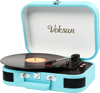VOKSUN Record Player 5% Off - Vintage Turntable Suitcase