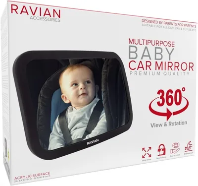 Baby Car Rear View Spelmirror - Säkst i säkerhet med krystallt klar visning, spridningsfritt, justerbar räckvägsspelmirror för små barn