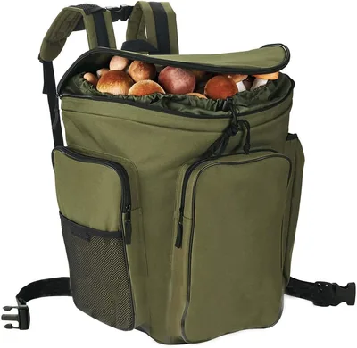 Cestino da Escursionismo in Vimini Verde Funghi, Portacavoli da Montagna 41x28.5x38.5 cm