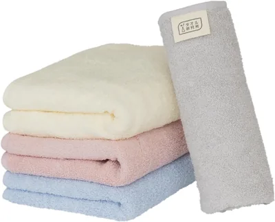 Towel Kenkyujo Everyday Simple #001 Face Towel, MIX.a, Set of 4, Standard Type, Medium Thickness, Minimal Shedding, Rapid Absorption - Best Deal