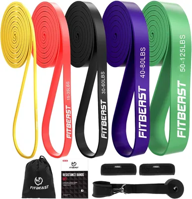 FitBeast Band de Resistencia con Anclaje de Puerta y Mancuernas, para Ejercicios de Tracción, Pilates, Fisioterapia, Yoga en Casa (48% de Descuento)