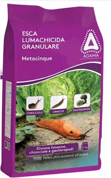 Adama GRANULAR METACINQUE LUMACHICIDE Bait 1 kg Eliminates Limacces, Slugs, Snails and Gastropods